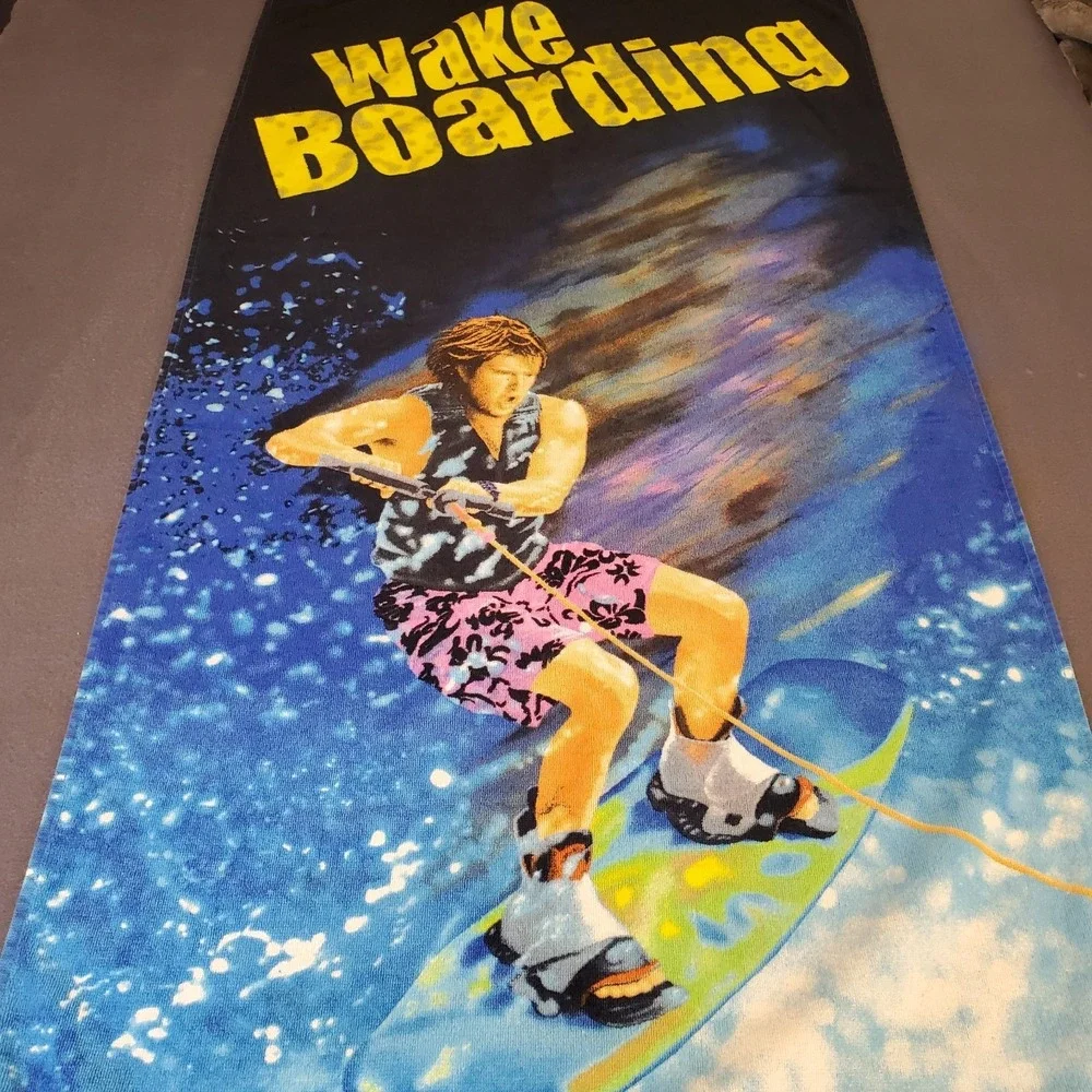 Vintage Wake Boarding‎ 100% Cotton Graphic Swimming Summer Beach Towel 28